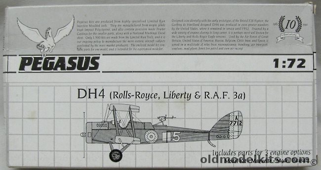 Pegasus 1/72 DH-4 Rolls-Royce / Liberty / R.A.F. 3A, 4009 plastic model kit